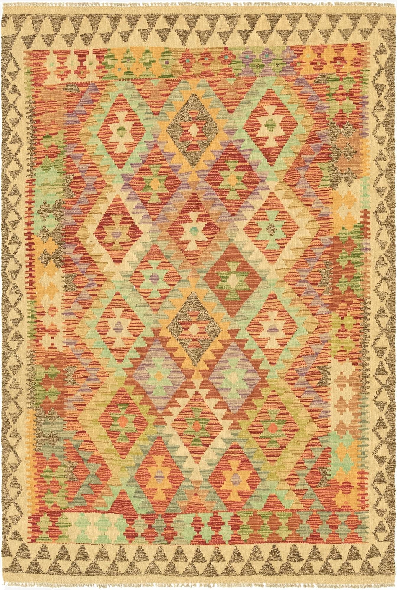 4' 6 x 6' 6  Hand Woven Kilim Maymana Wool Rug