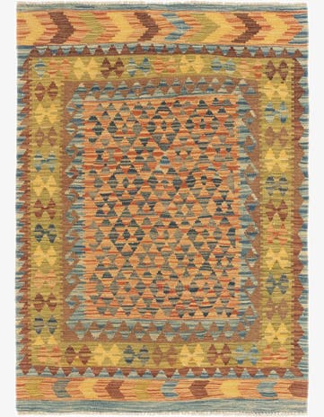 3' 5 x 4' 9 Hand Woven Kilim Maymana Wool Rug