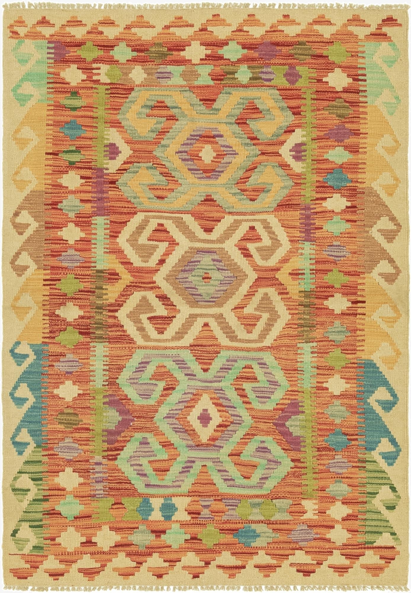 3' 3 x 4' 10  Hand Woven Kilim Maymana Wool Rug