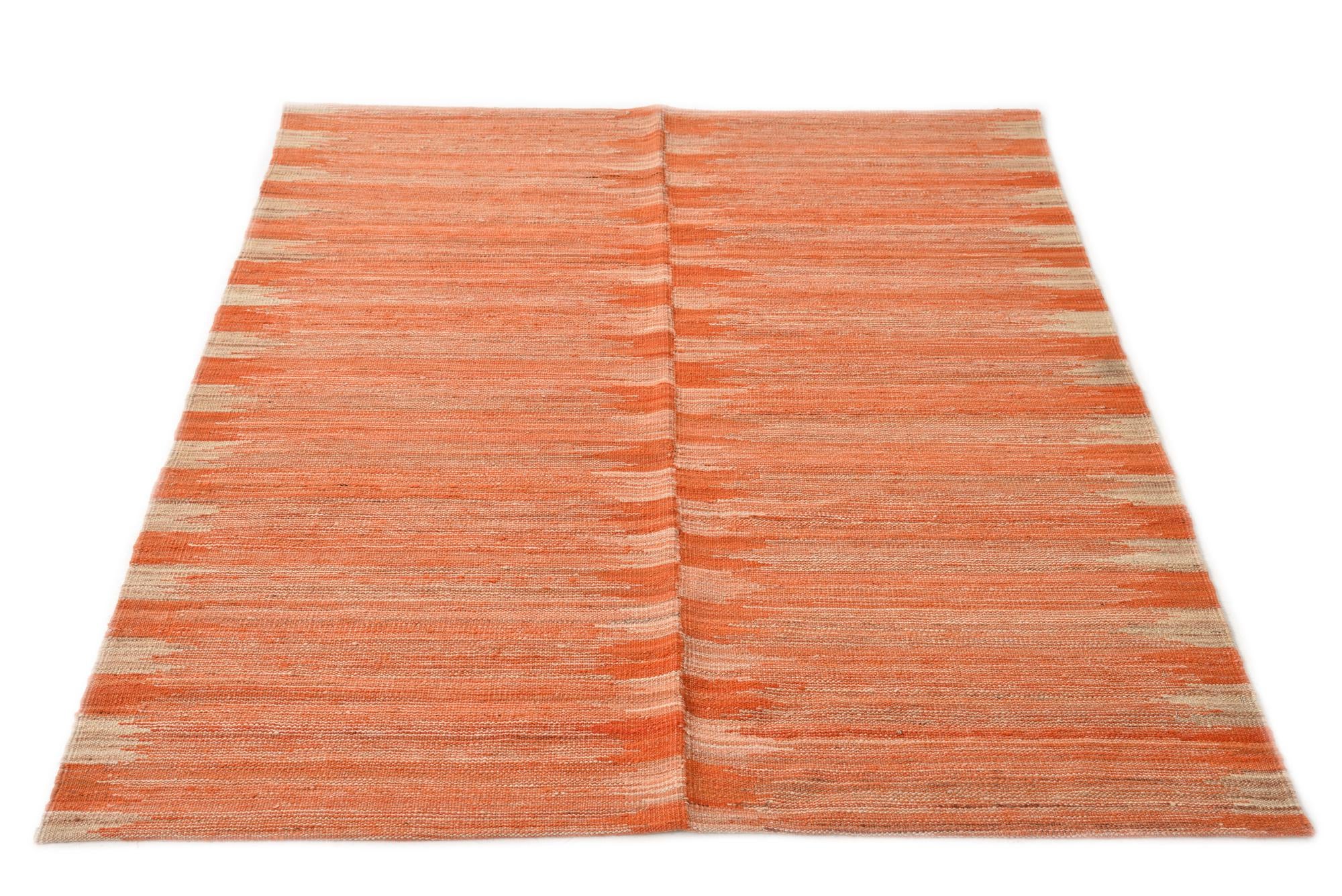 4' 3 x 5' 9 Hand Woven Kilim Modern Wool Rug