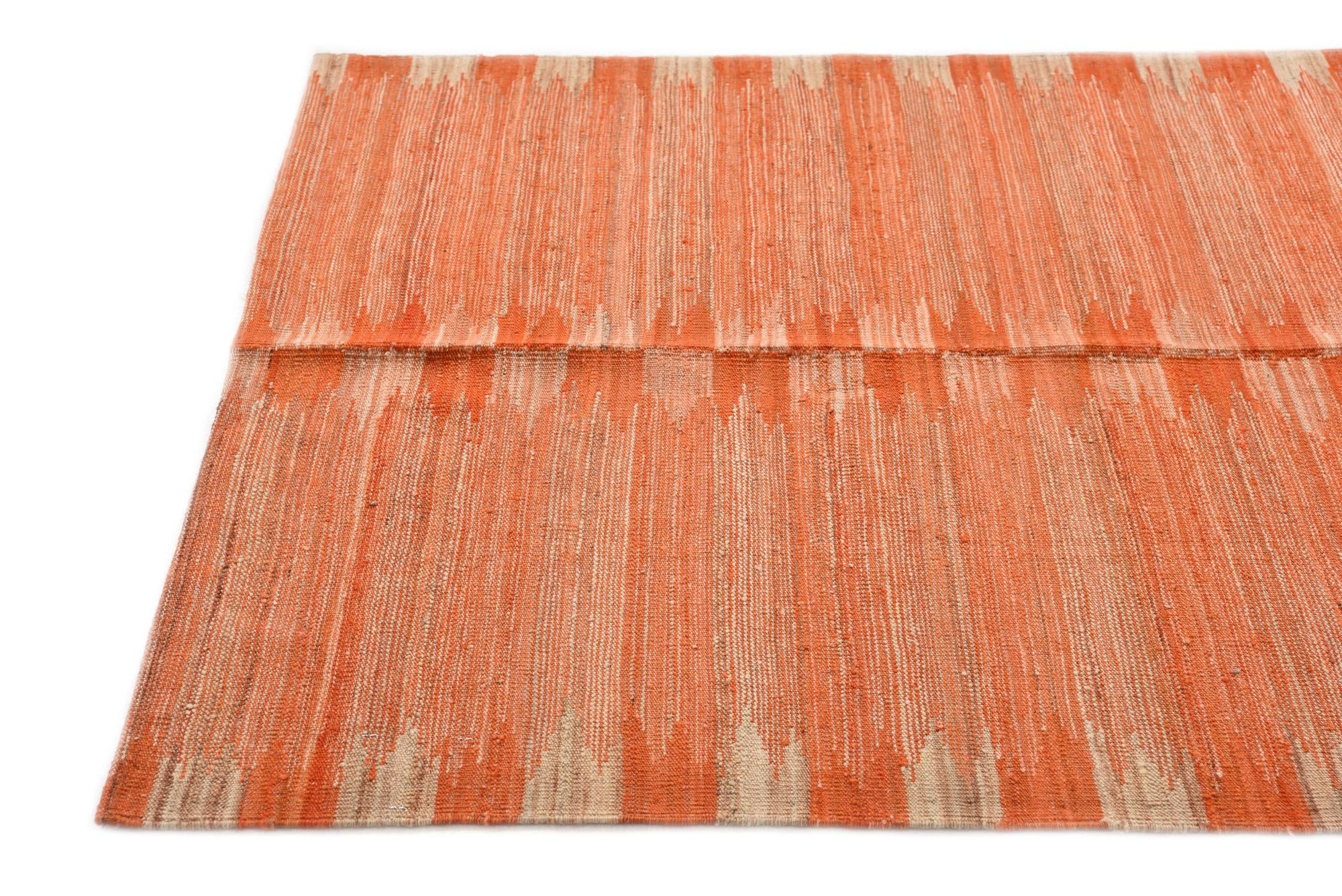 4' 3 x 5' 9 Hand Woven Kilim Modern Wool Rug