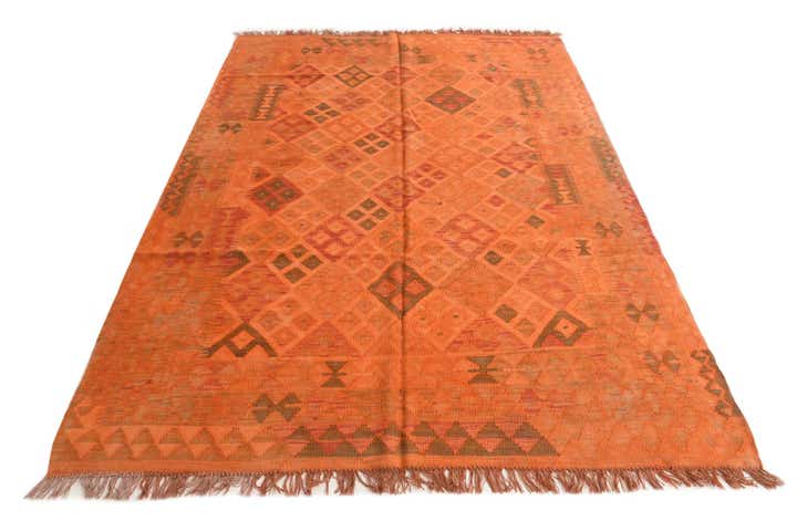 5' 9 x 8' 3 Hand Woven Kilim Modern Wool Rug