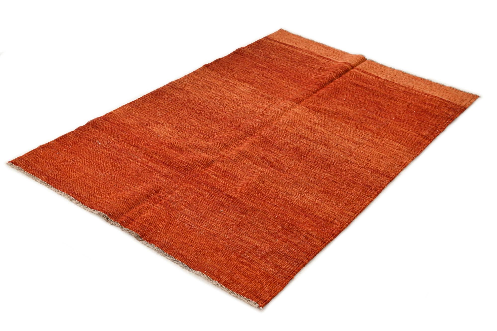 4' 1 x 6' 2 Hand Woven Kilim Modern Wool Rug