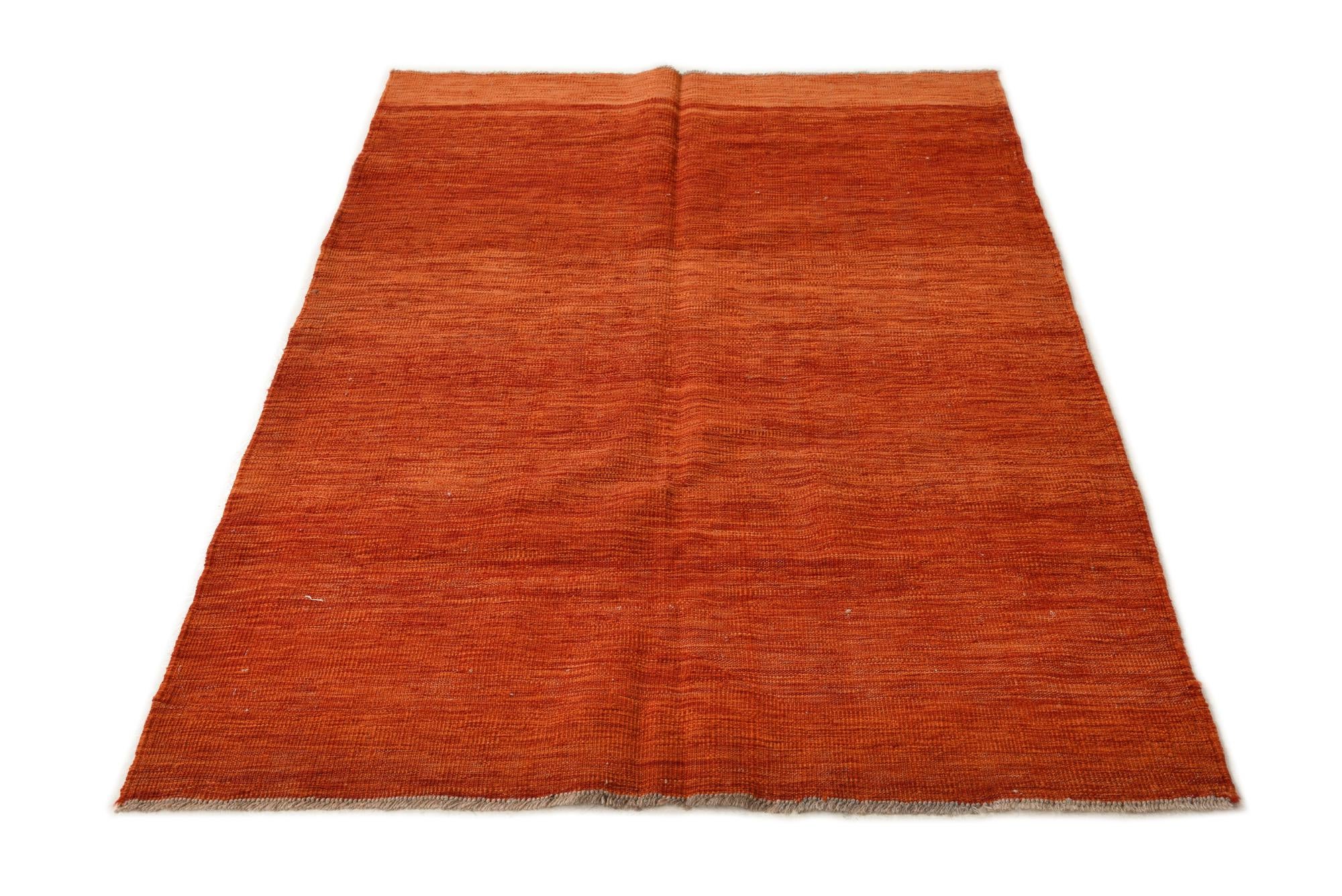 4' 1 x 6' 2 Hand Woven Kilim Modern Wool Rug