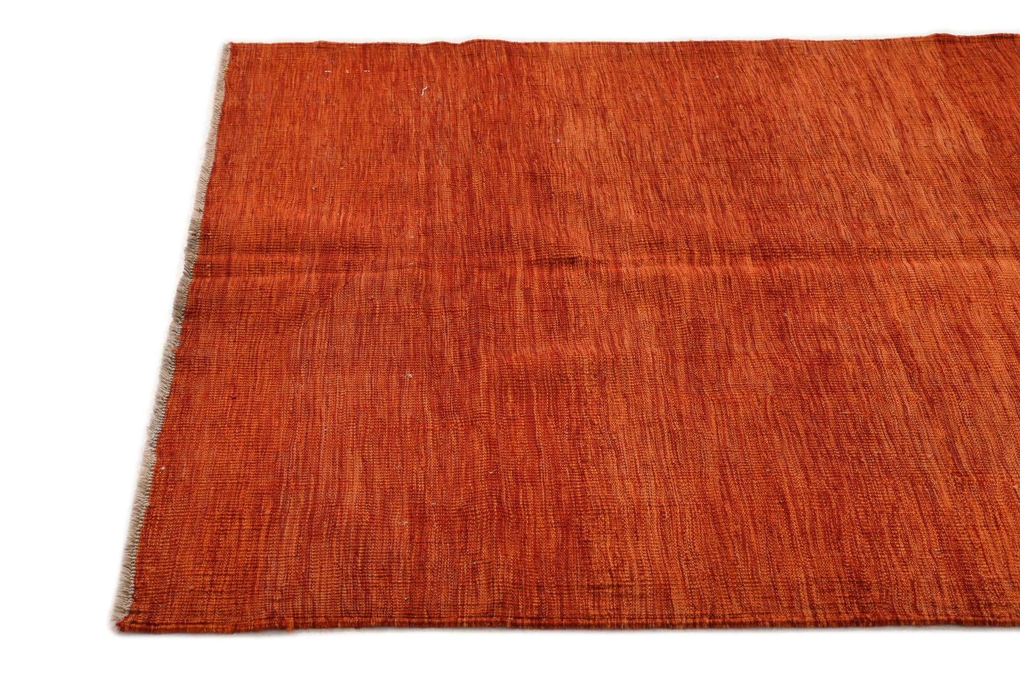 4' 1 x 6' 2 Hand Woven Kilim Modern Wool Rug
