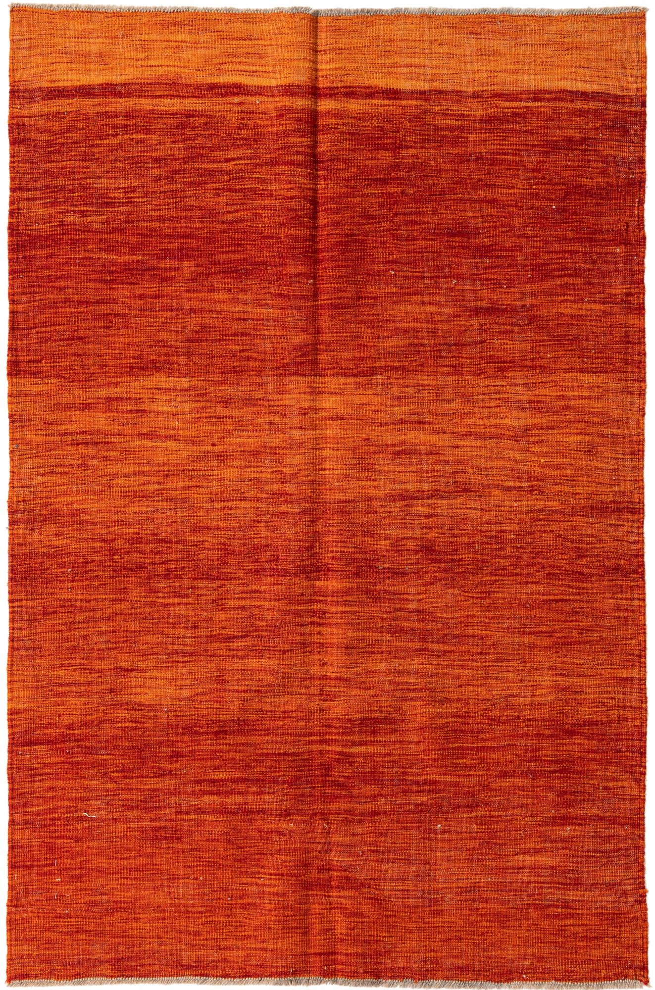 4' 1 x 6' 2 Hand Woven Kilim Modern Wool Rug