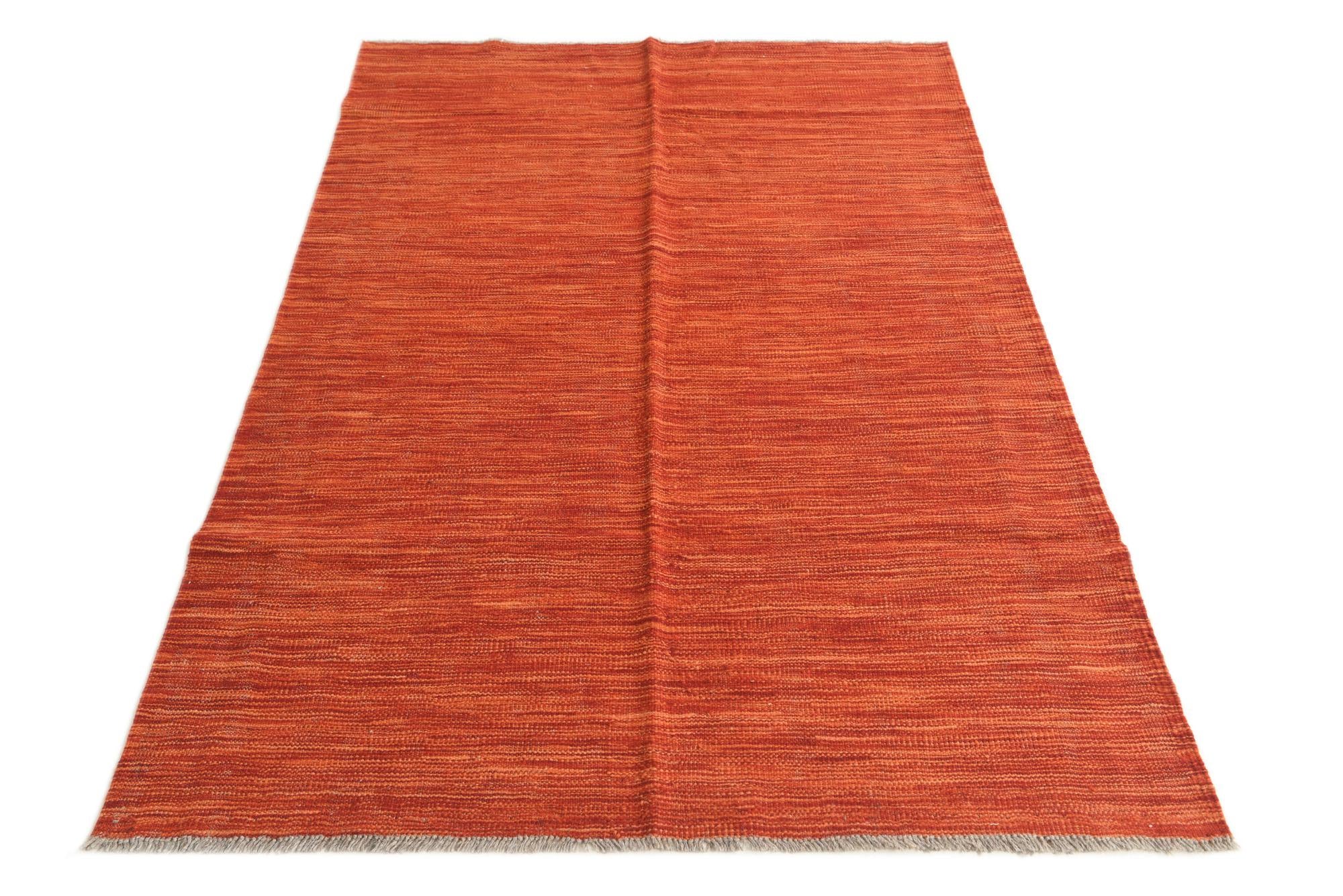4' x 6' 2 Hand Woven Kilim Modern Wool Rug