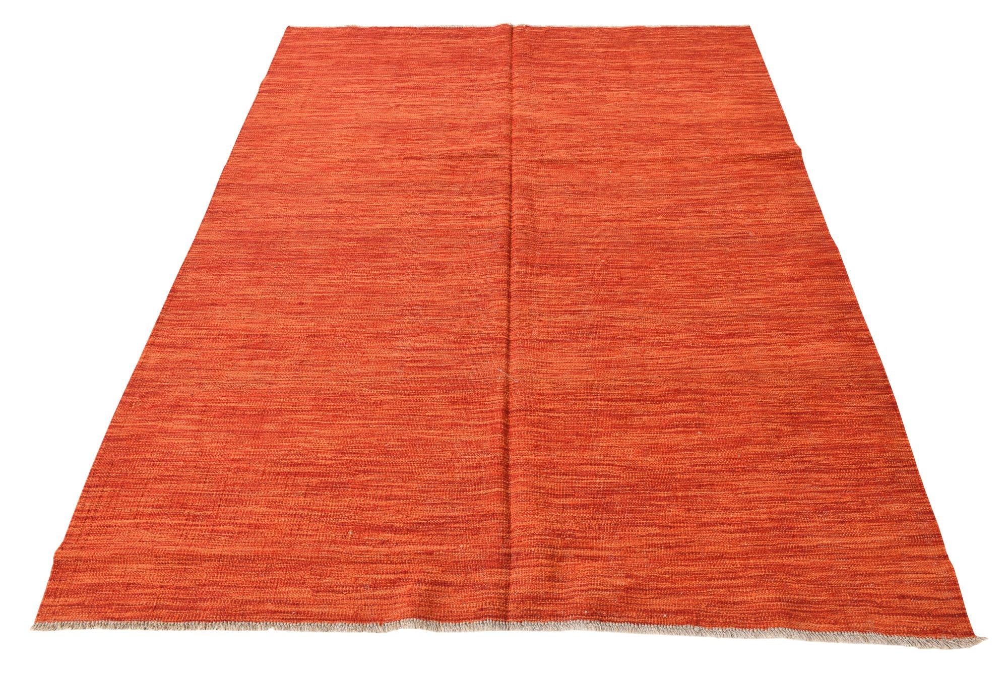 5' 1 x 6' 7 Hand Woven Kilim Modern Wool Rug