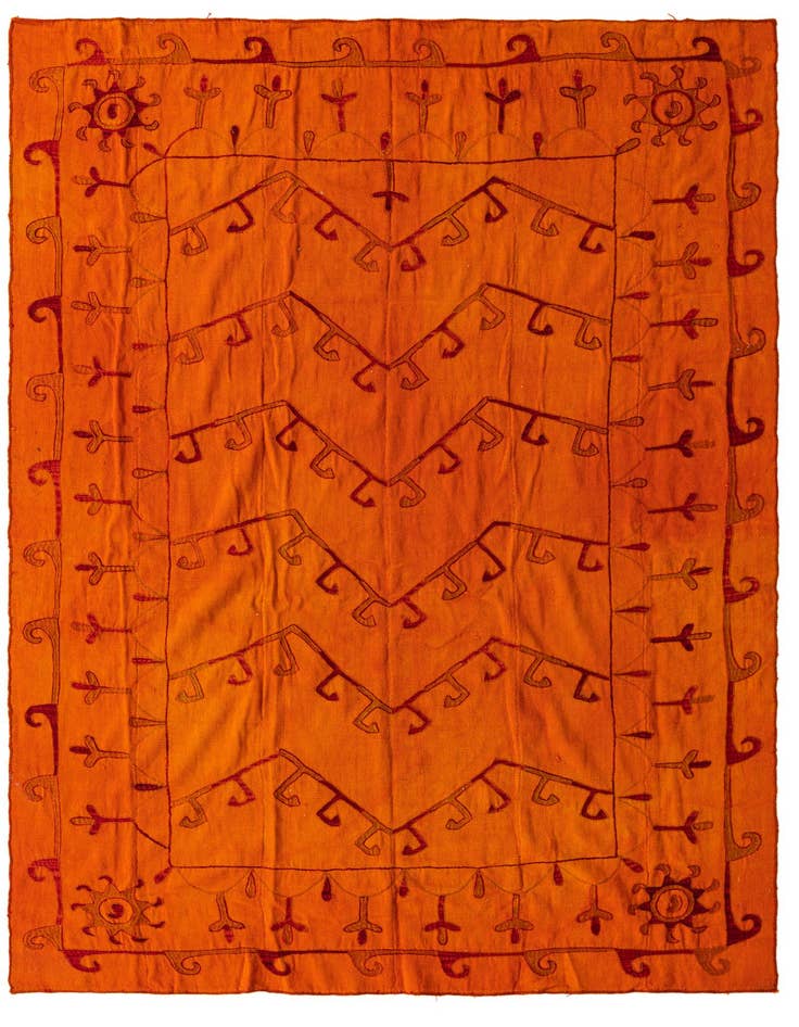 Detail image of 6' 8 x 9' 2 Hand Woven Kilim Suzani Wool Rug