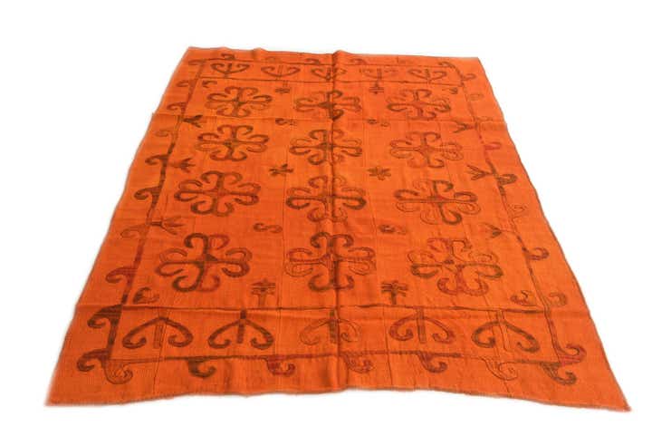 5' 4 x 7' 3 Hand Woven Kilim Suzani Wool Rug
