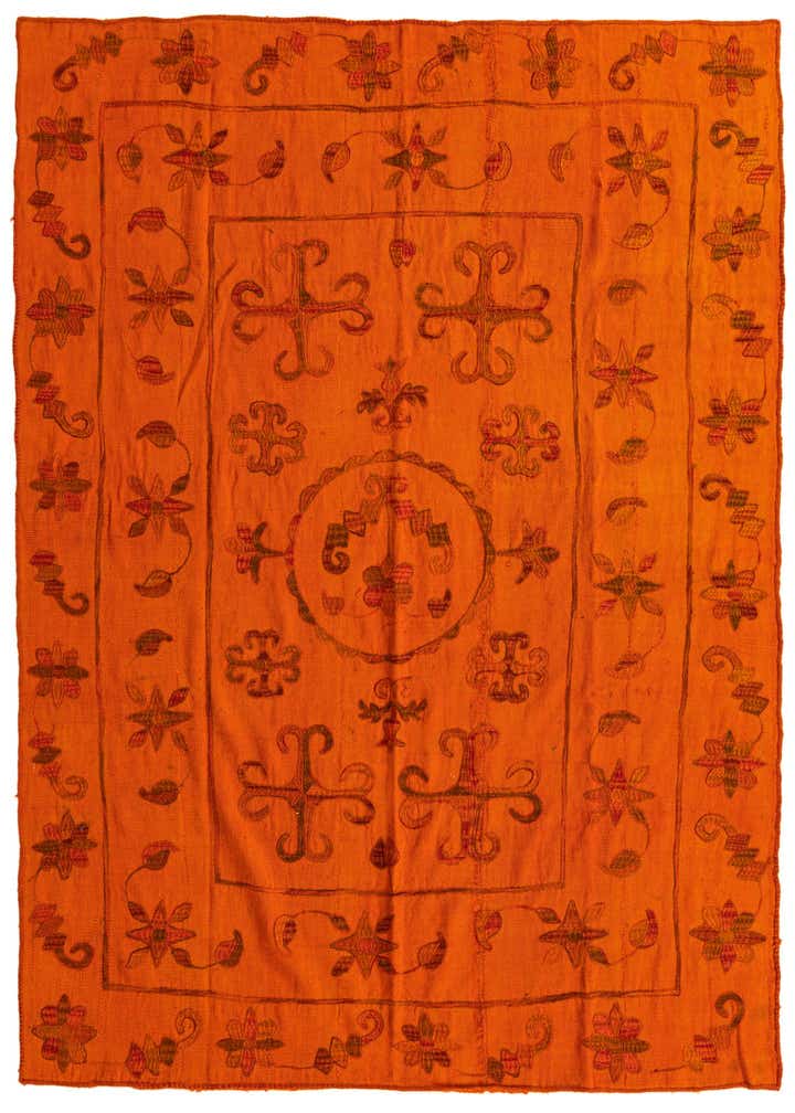 5' 9 x 7' 7 Hand Woven Kilim Suzani Wool Rug