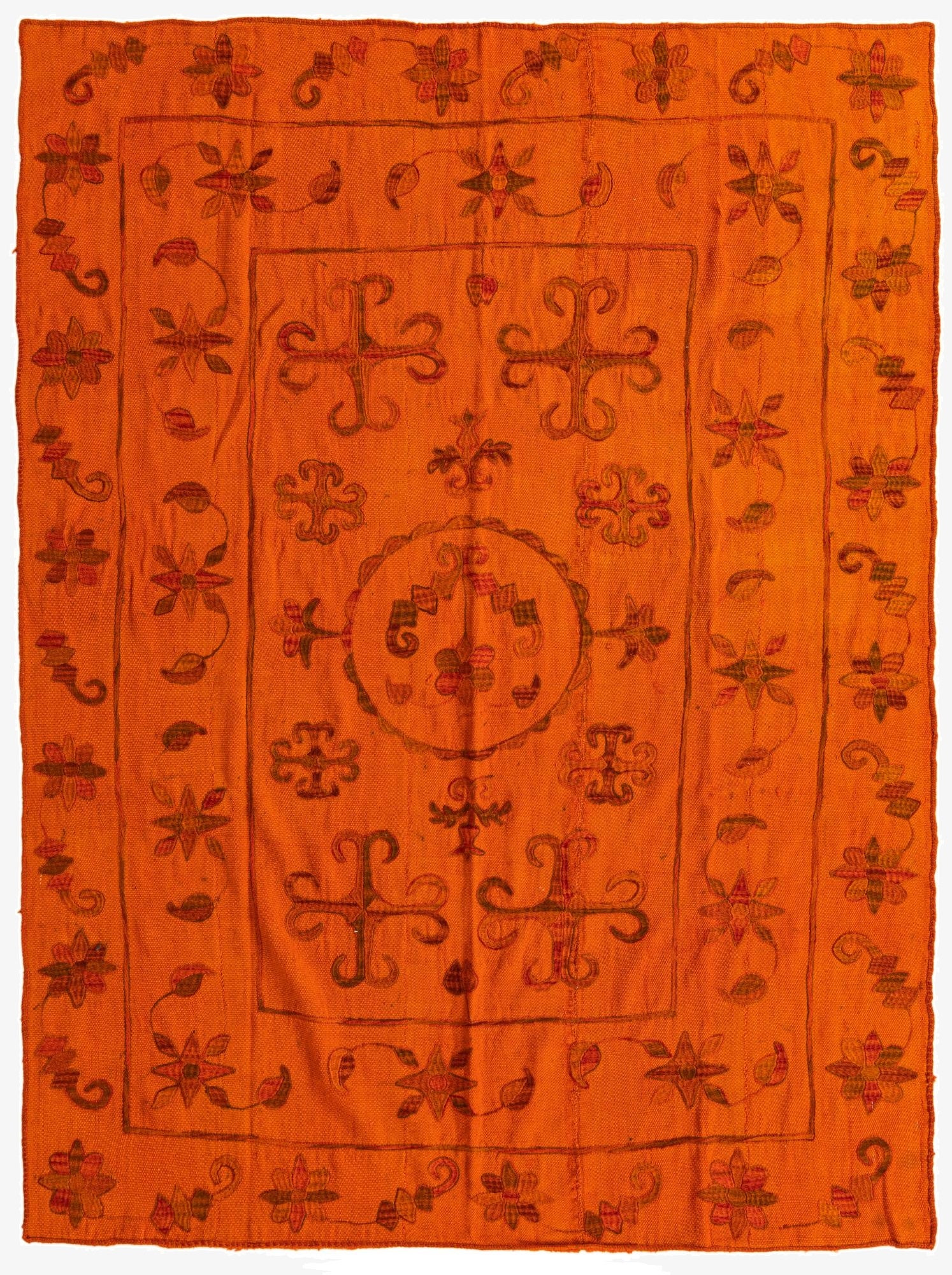 5' 9 x 7' 7  Hand Woven Kilim Suzani Wool Rug