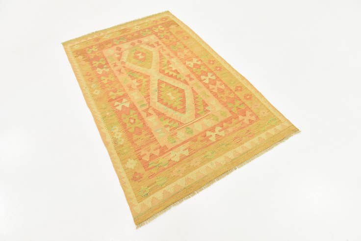 Detail image of 3' 2 x 5' Hand Woven Kilim Waziri Wool Rug