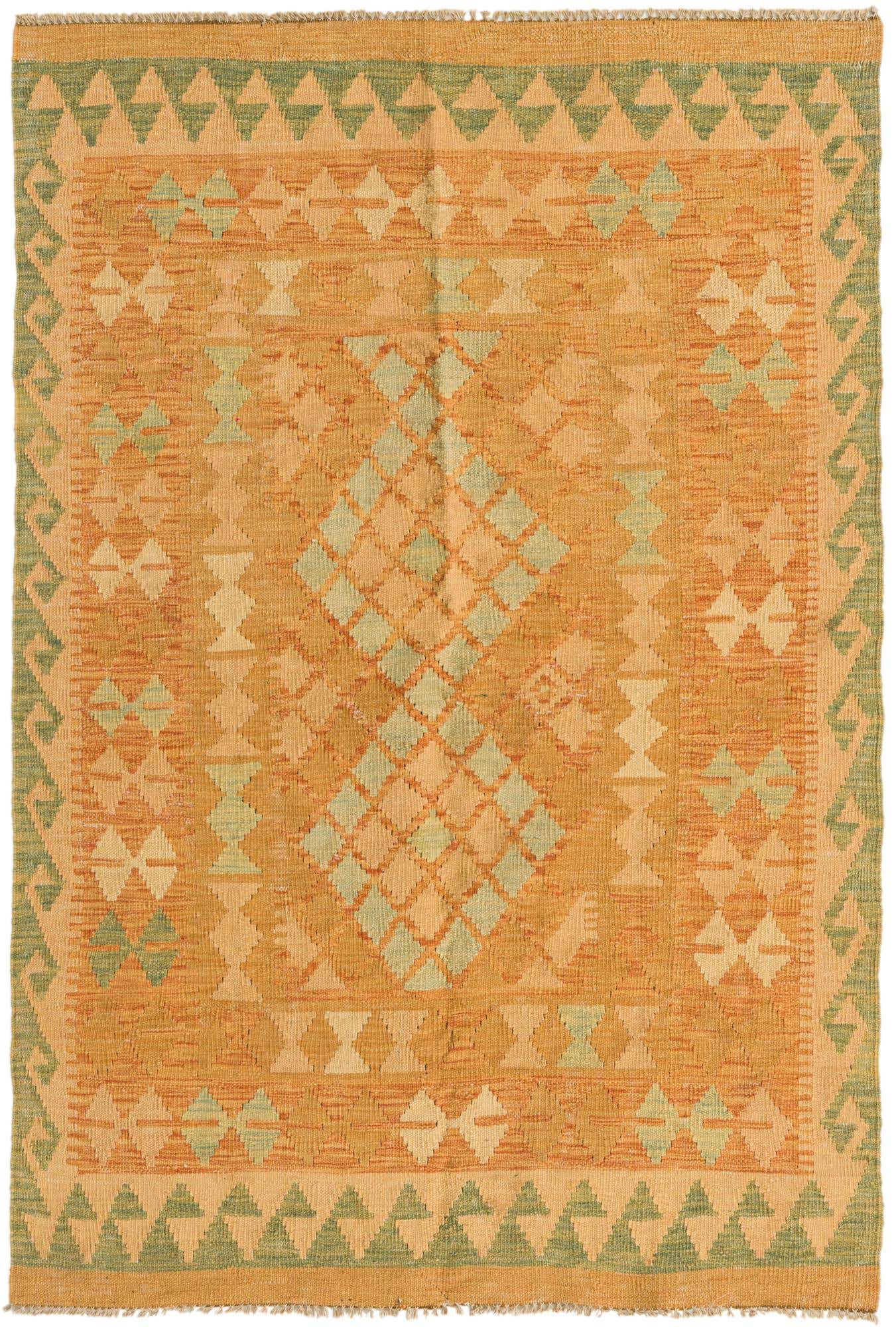 3' 4 x 5' Hand Woven Kilim Waziri Wool Rug
