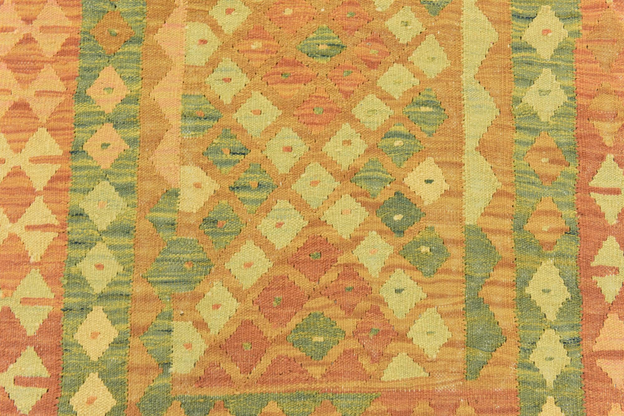 3' 2 x 5' 2 Hand Woven Kilim Waziri Wool Rug