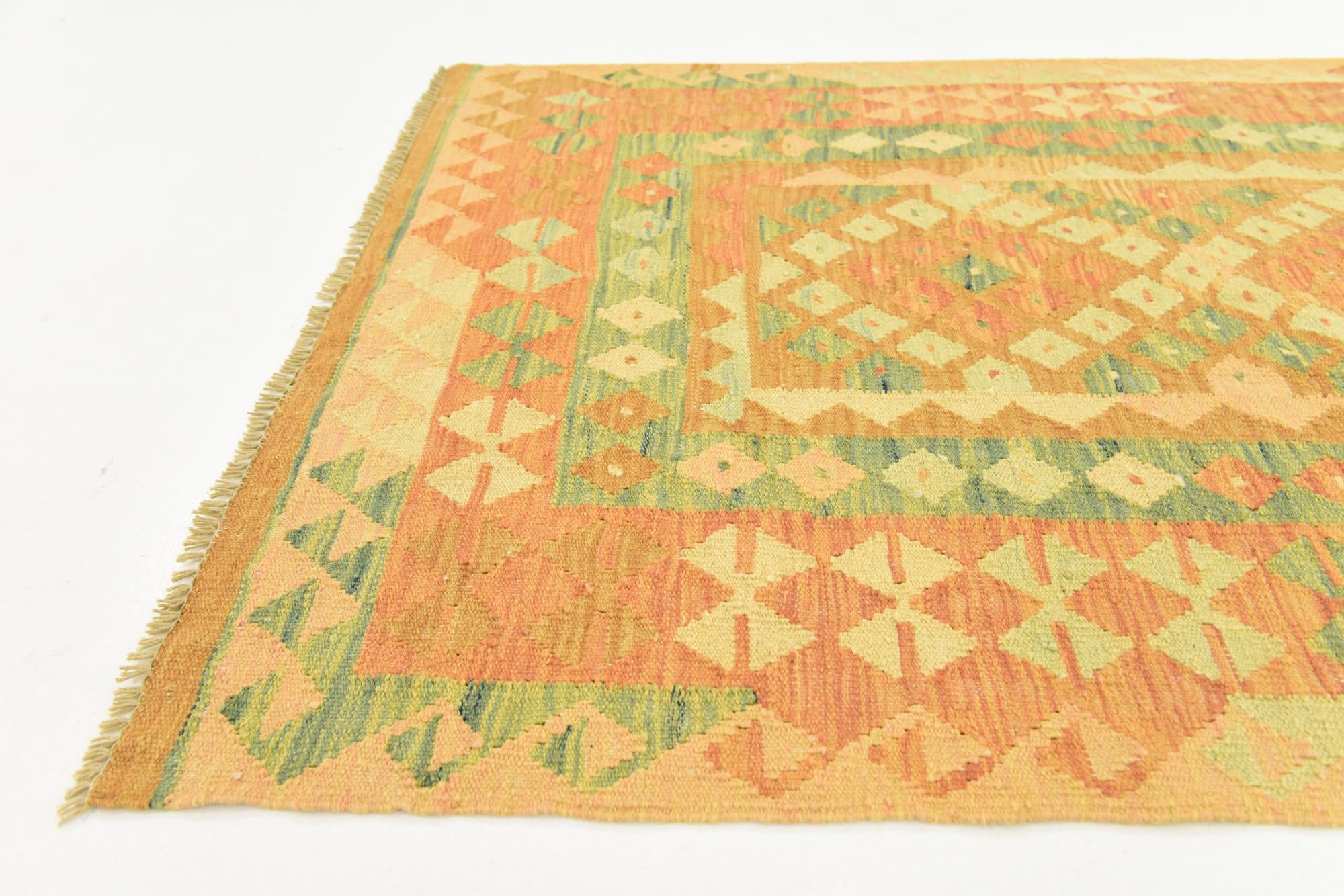 3' 2 x 5' 2 Hand Woven Kilim Waziri Wool Rug