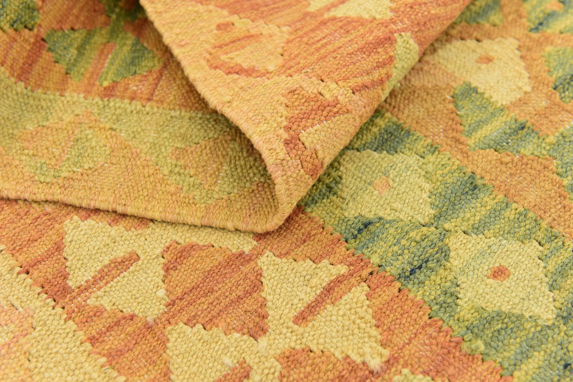 3' 2 x 5' 2 Hand Woven Kilim Waziri Wool Rug