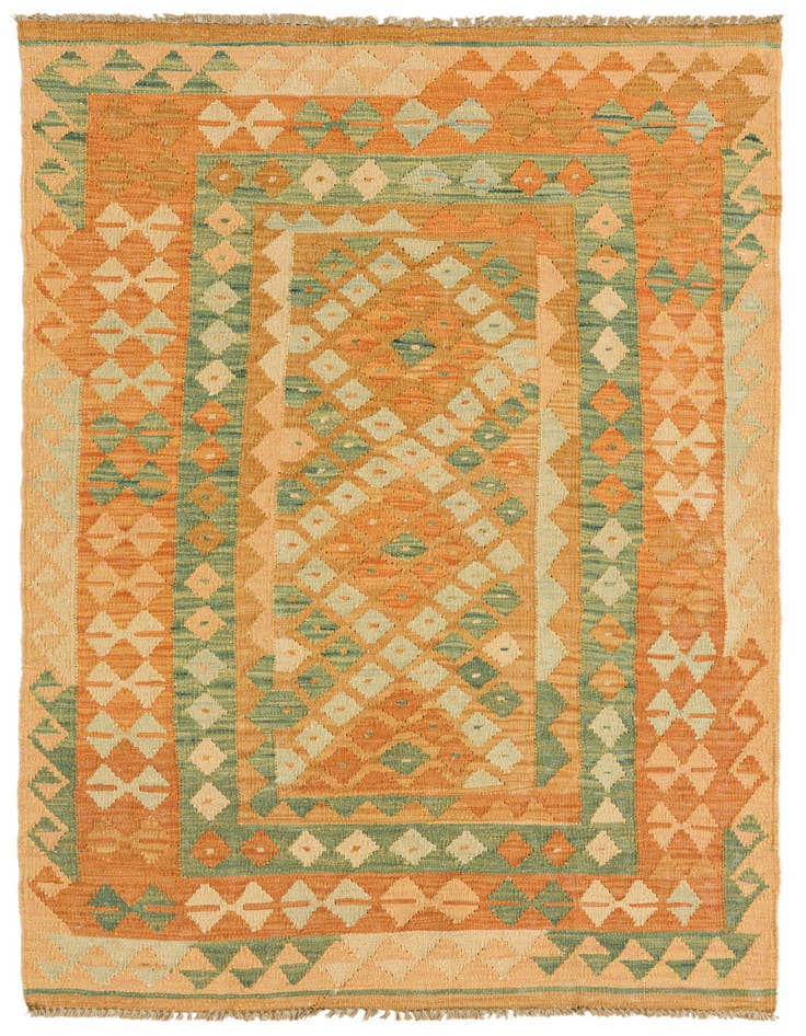 Detail image of 3' 2 x 5' 2 Hand Woven Kilim Waziri Wool Rug