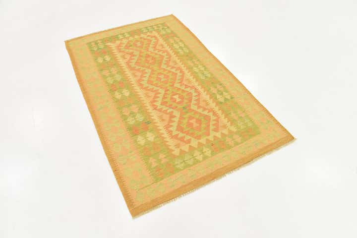 3' 2 x 5' Hand Woven Kilim Waziri Wool Rug