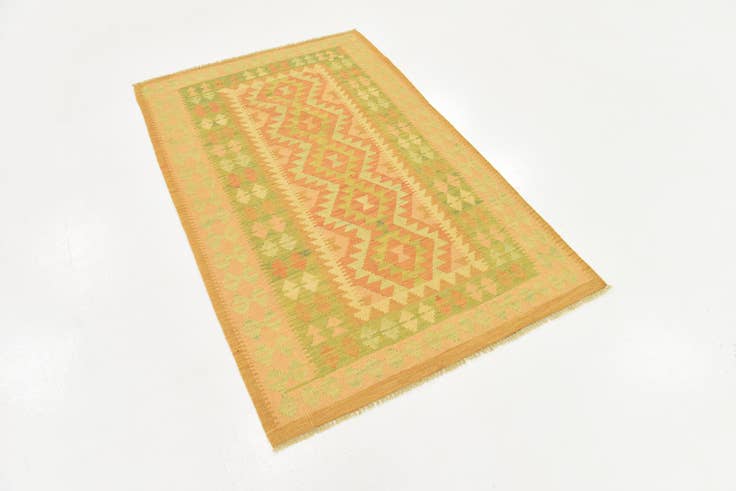 Detail image of 3' 2 x 5' Hand Woven Kilim Waziri Wool Rug