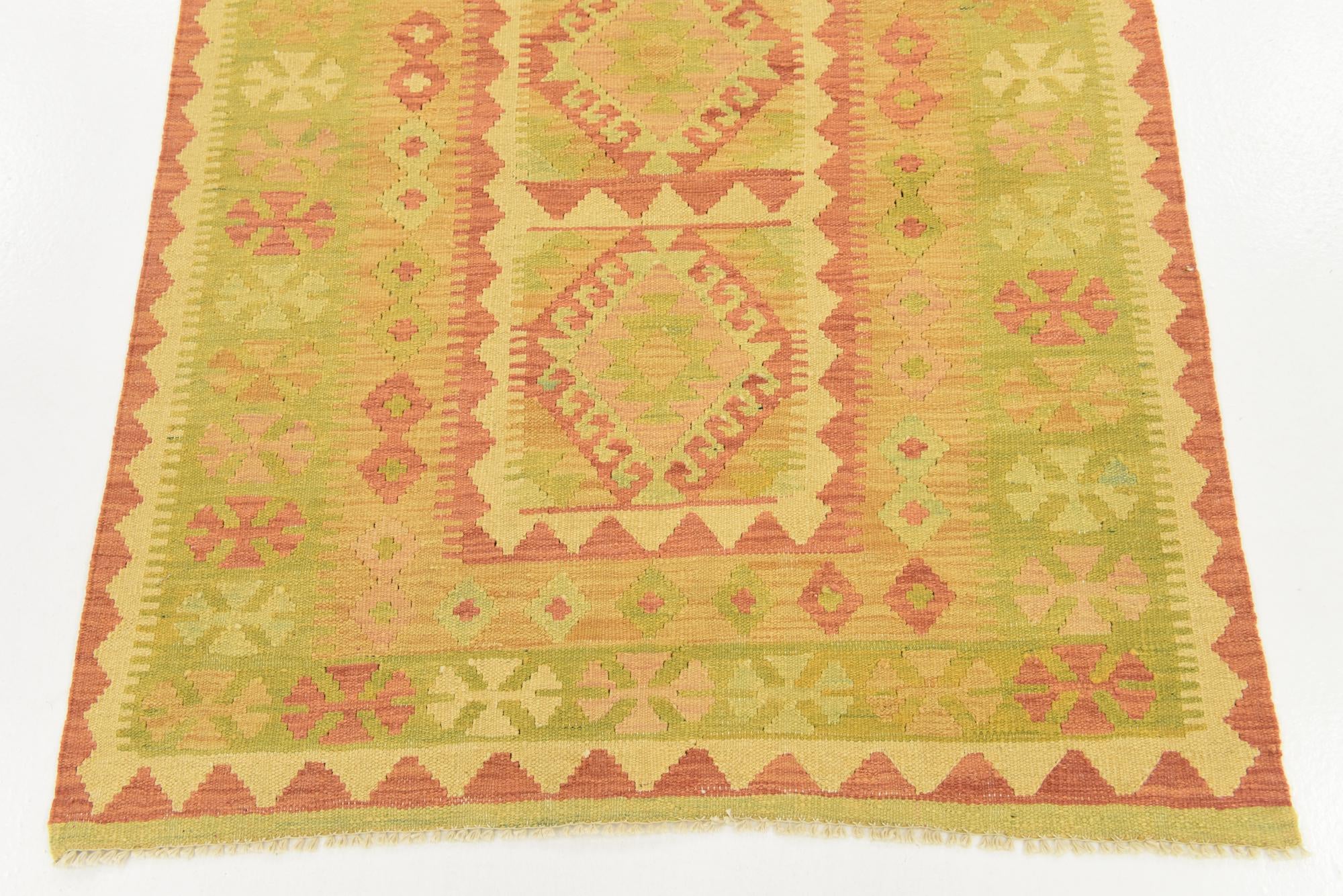3' 2 x 5' Hand Woven Kilim Waziri Wool Rug