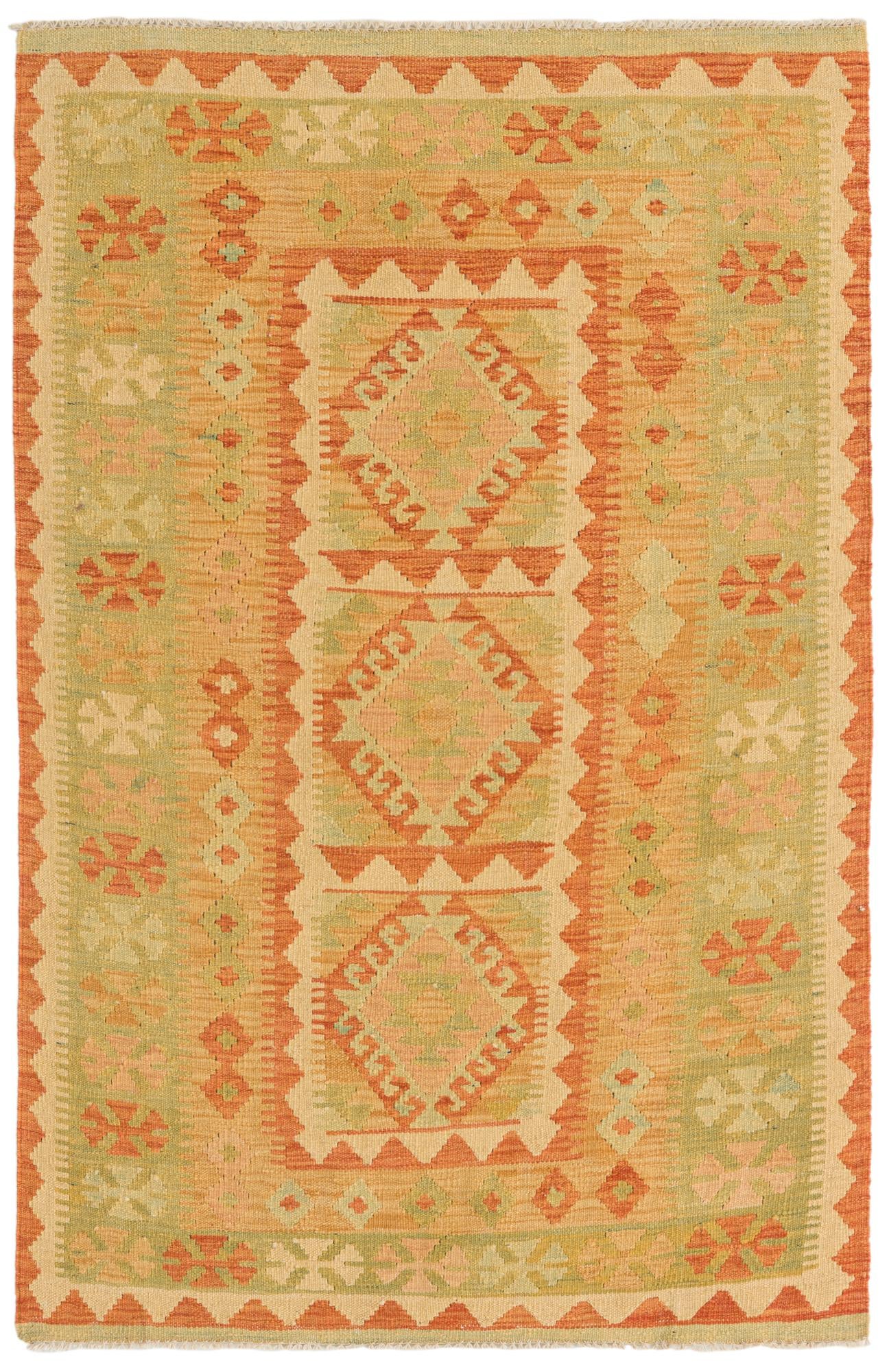 3' 2 x 5' Hand Woven Kilim Waziri Wool Rug