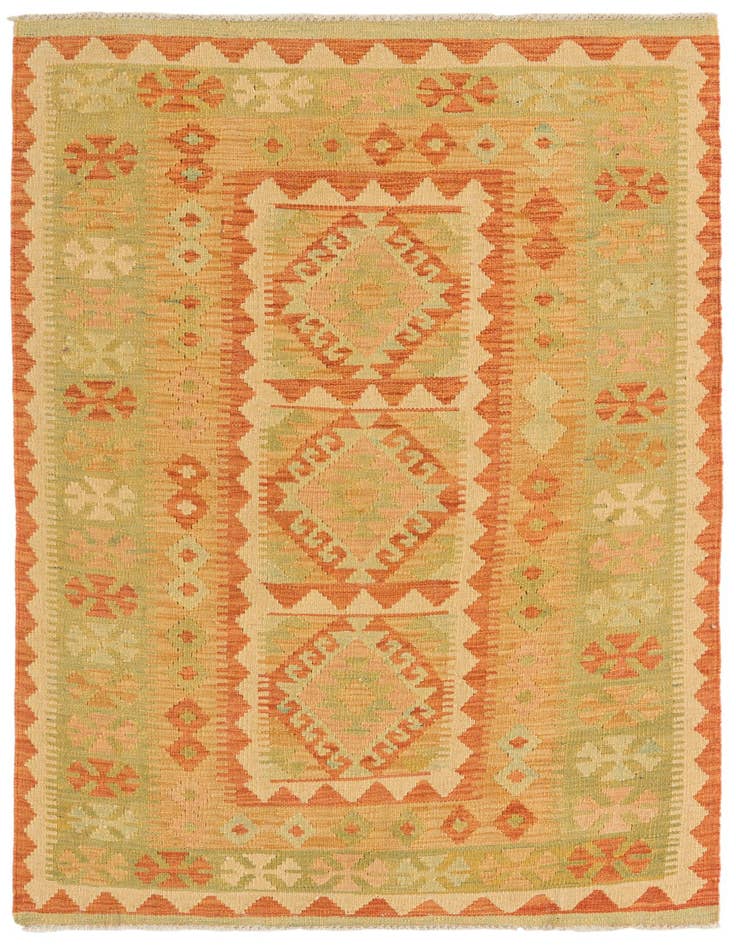 Detail image of 3' 2 x 5' Hand Woven Kilim Waziri Wool Rug
