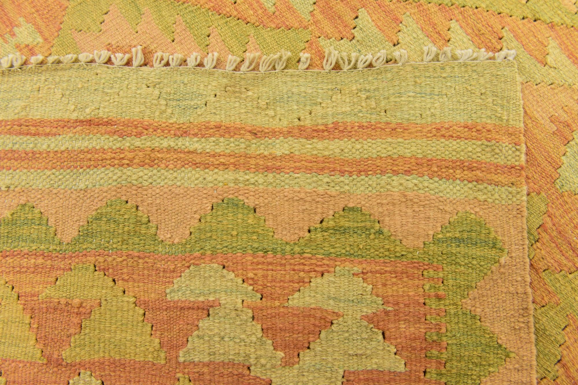 3' x 4' 9 Hand Woven Kilim Waziri Wool Rug