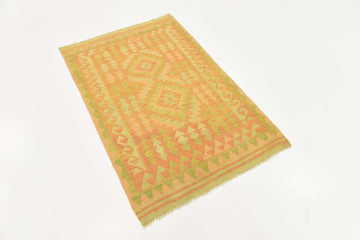 3' x 4' 9 Hand Woven Kilim Waziri Wool Rug
