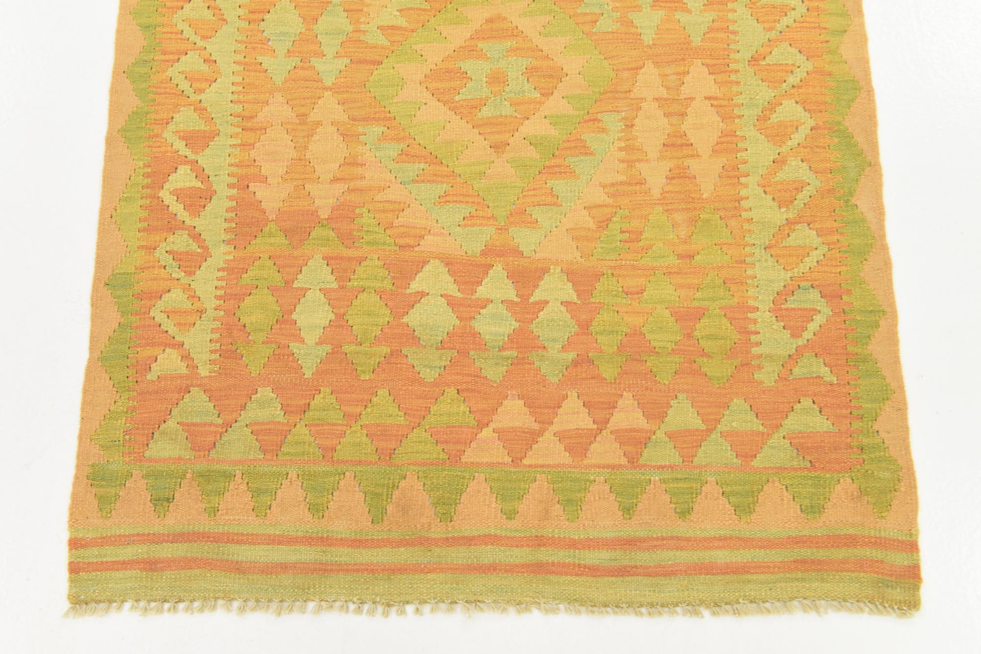 3' x 4' 9 Hand Woven Kilim Waziri Wool Rug