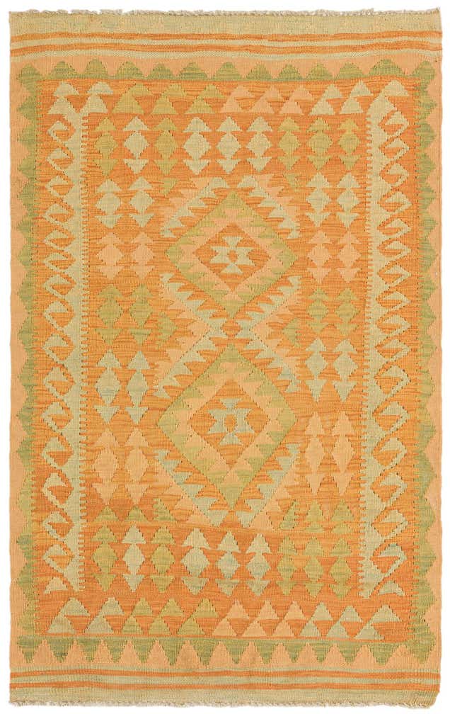 3' x 4' 9 Hand Woven Kilim Waziri Wool Rug