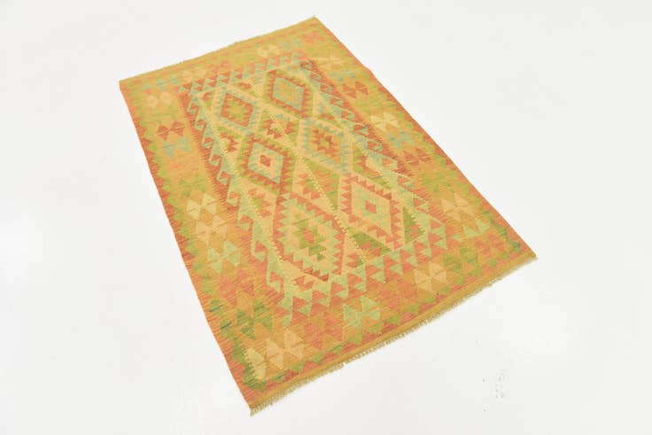 Detail image of 3' 2 x 5' Hand Woven Kilim Waziri Wool Rug