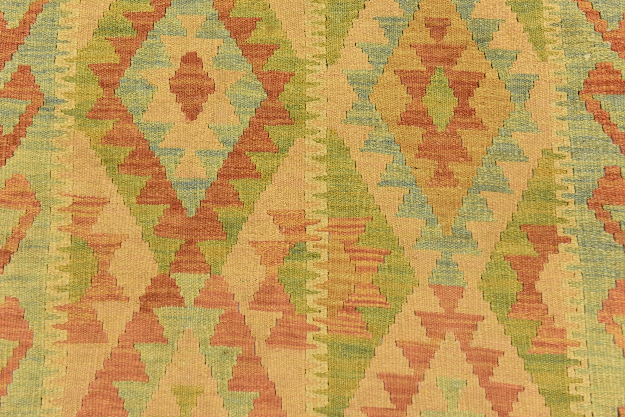 3' 2 x 5' Hand Woven Kilim Waziri Wool Rug