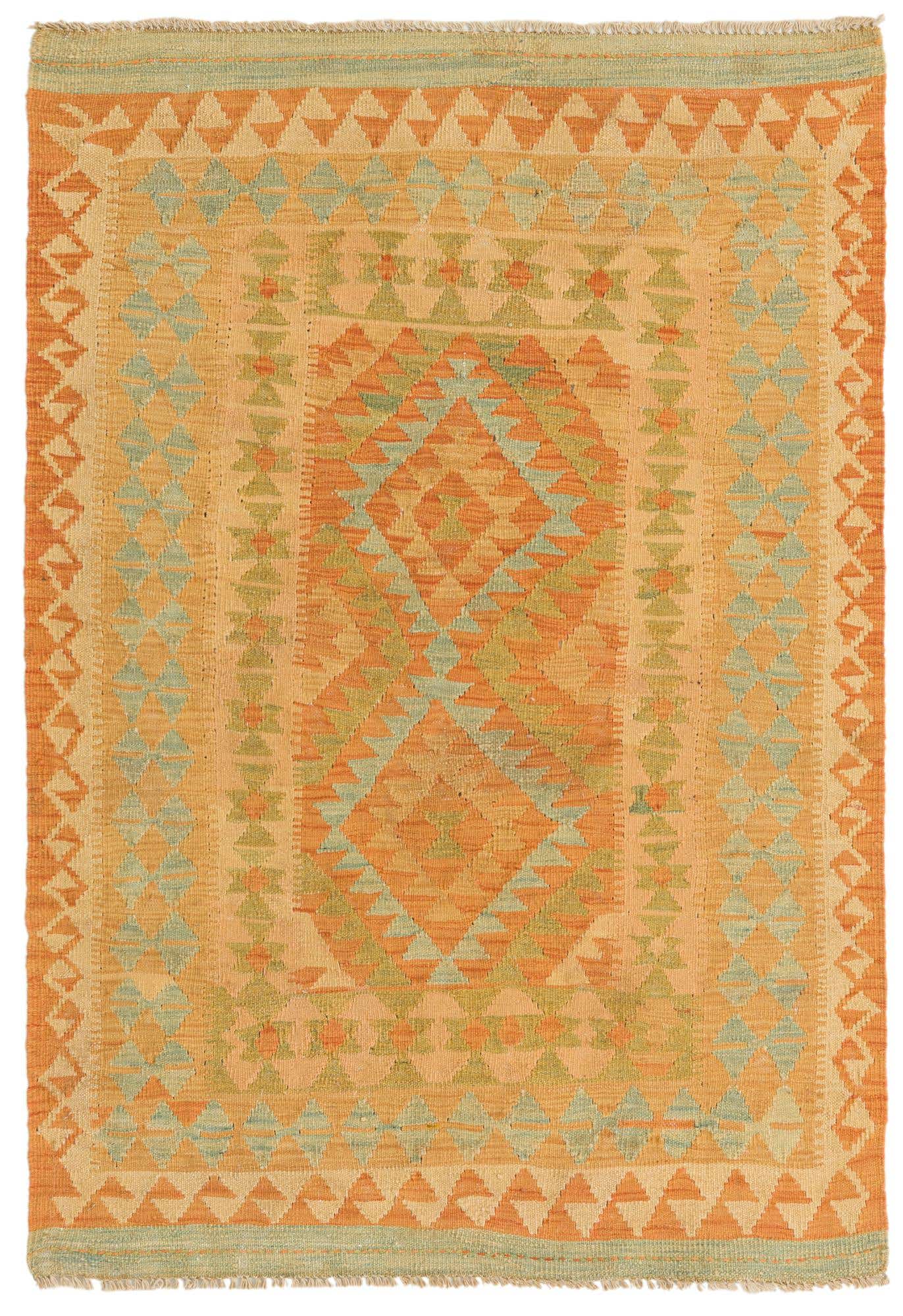 3' 3 x 4' 9 Hand Woven Kilim Waziri Wool Rug