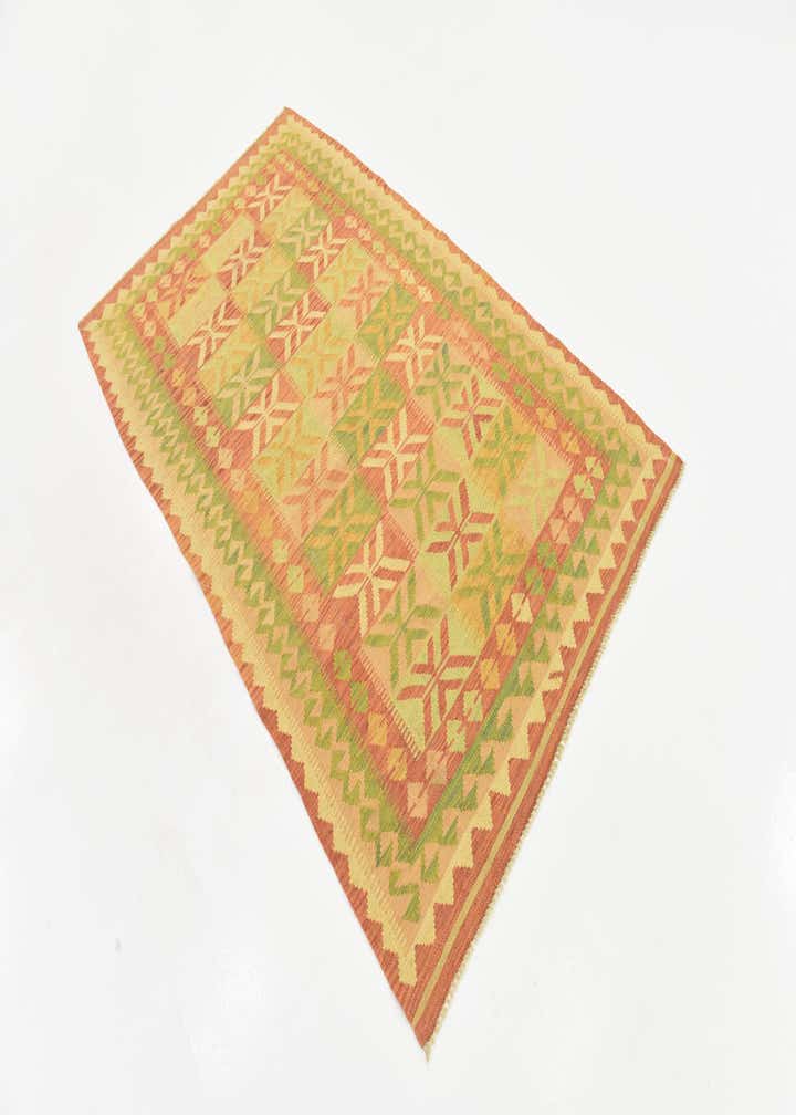 4' x 6' 6 Hand Woven Kilim Waziri Wool Rug