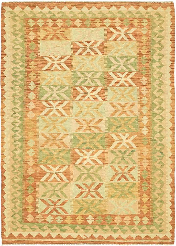 4' x 6' 6 Hand Woven Kilim Waziri Wool Rug
