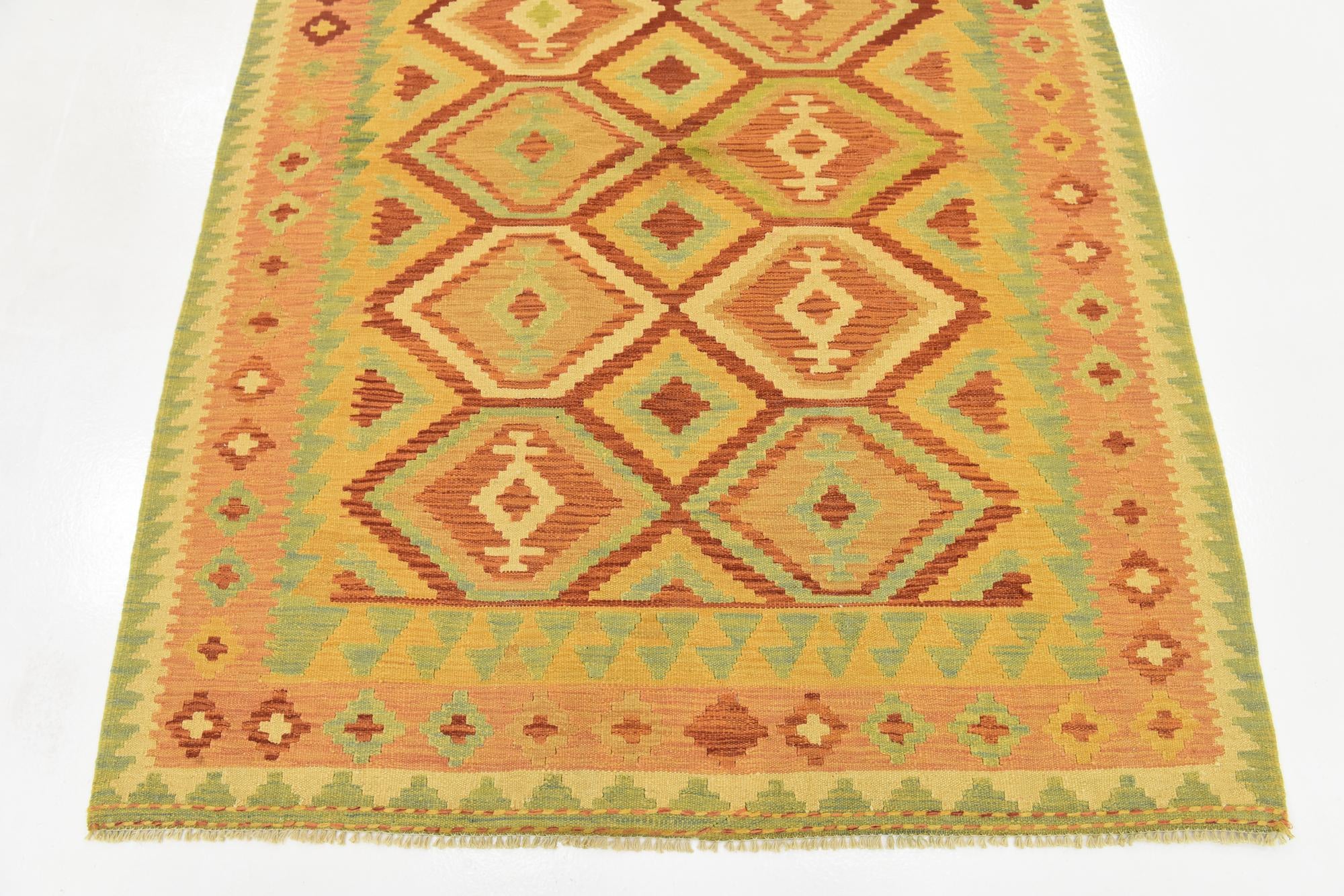 4' 9 x 6' 6 Hand Woven Kilim Waziri Wool Rug