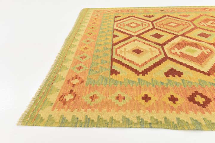 4' 9 x 6' 6 Hand Woven Kilim Waziri Wool Rug