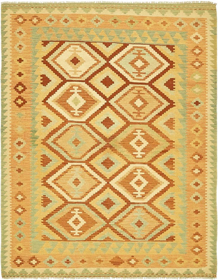 Detail image of 4' 9 x 6' 6 Hand Woven Kilim Waziri Wool Rug