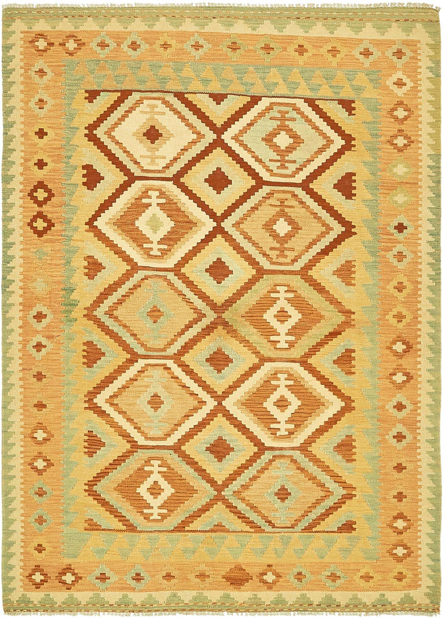 4' 9 x 6' 6 Hand Woven Kilim Waziri Wool Rug
