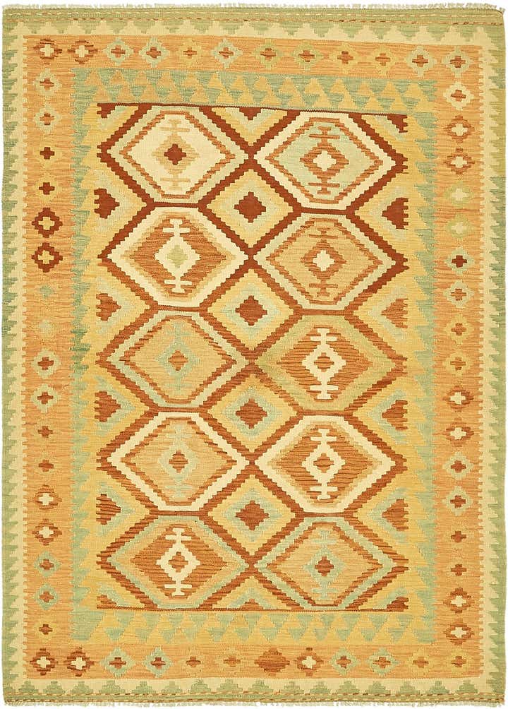 4' 9 x 6' 6 Hand Woven Kilim Waziri Wool Rug