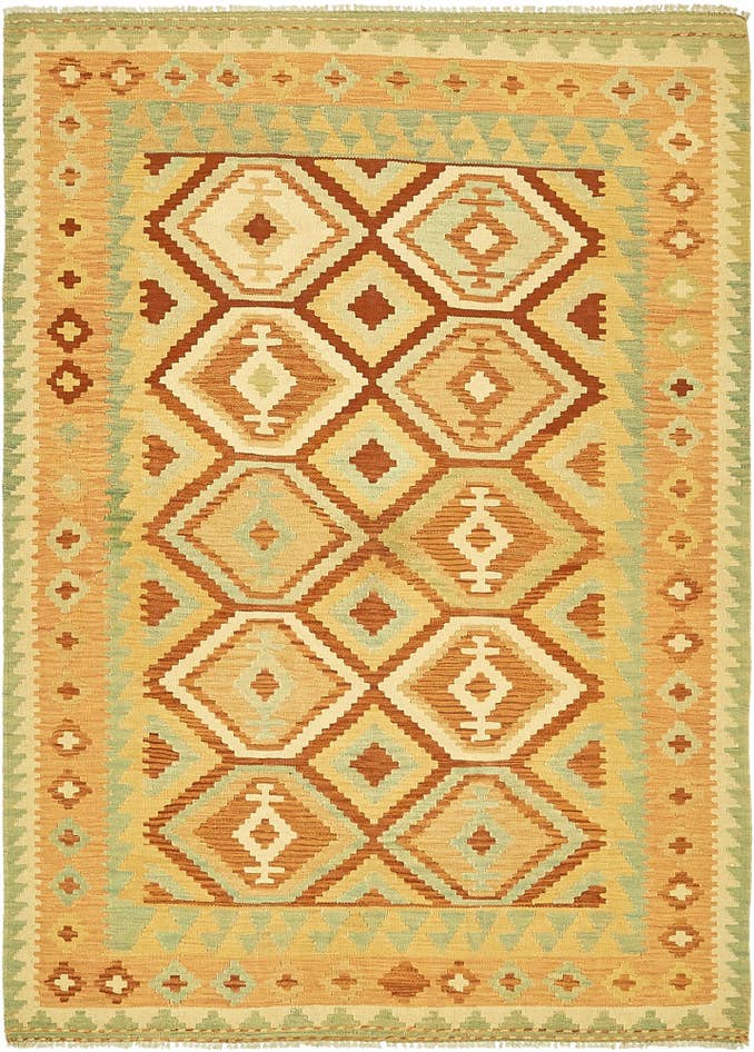 Detail image of 4' 9 x 6' 6 Hand Woven Kilim Waziri Wool Rug
