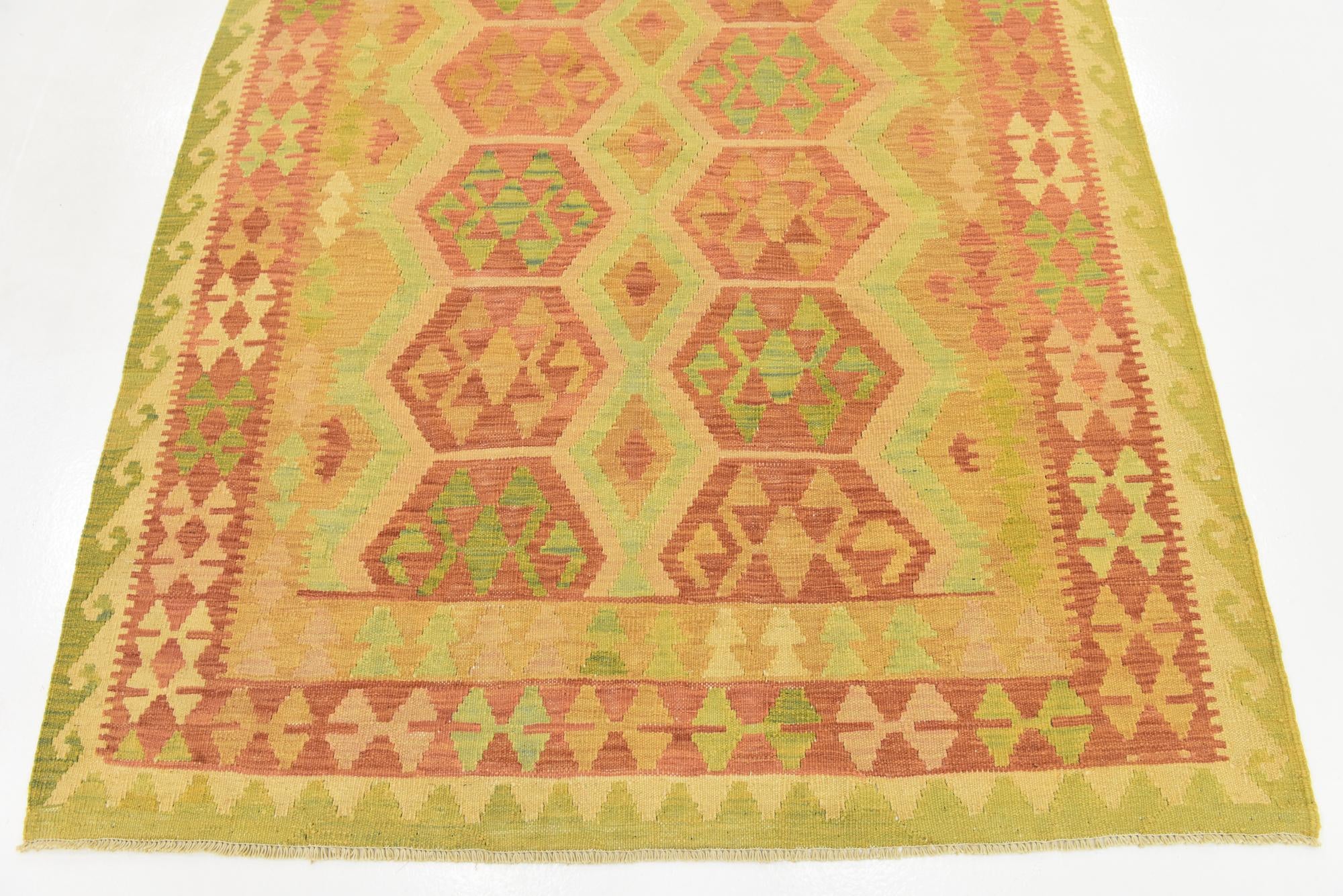 4' 10 x 6' 7 Hand Woven Kilim Waziri Wool Rug