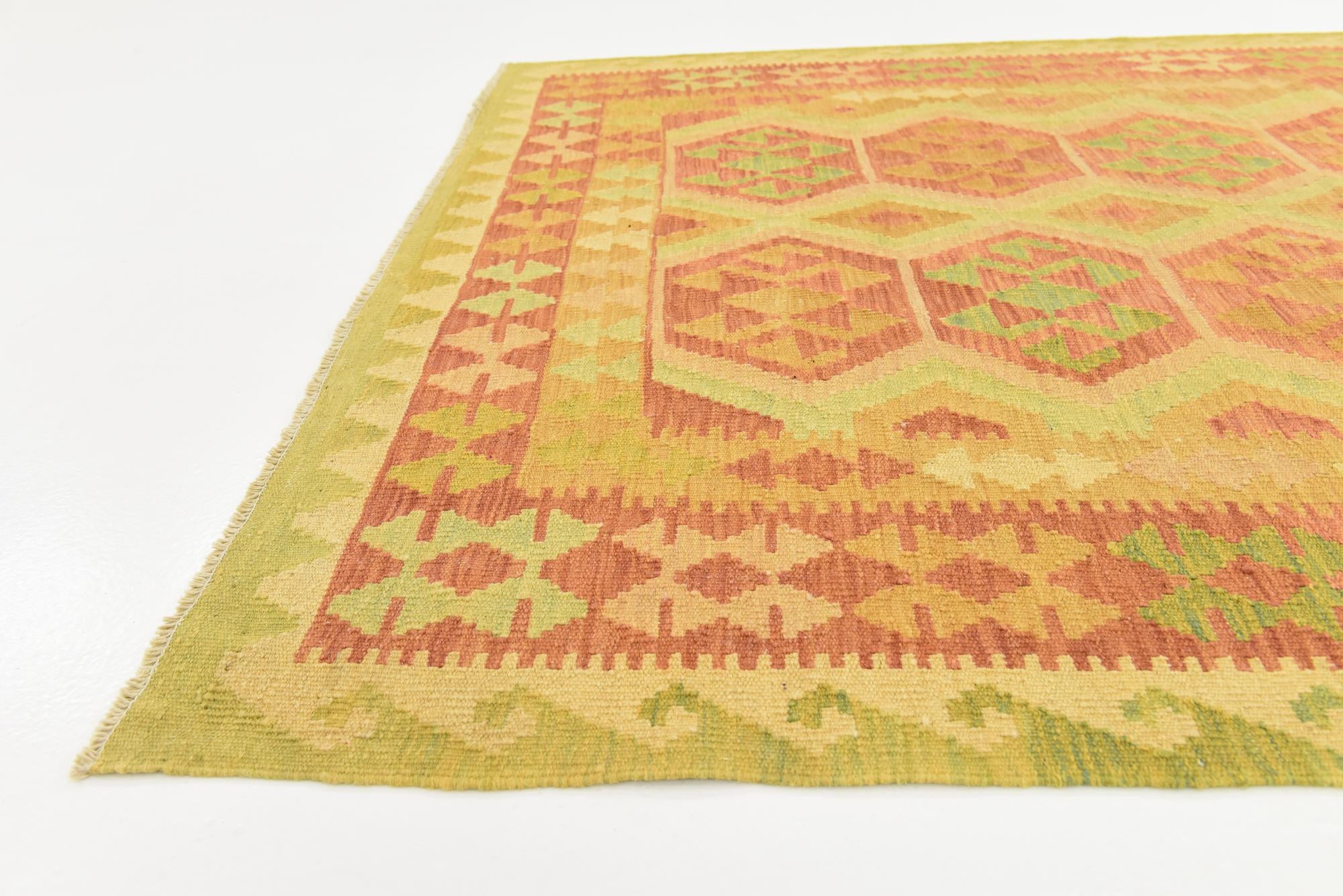 4' 10 x 6' 7 Hand Woven Kilim Waziri Wool Rug