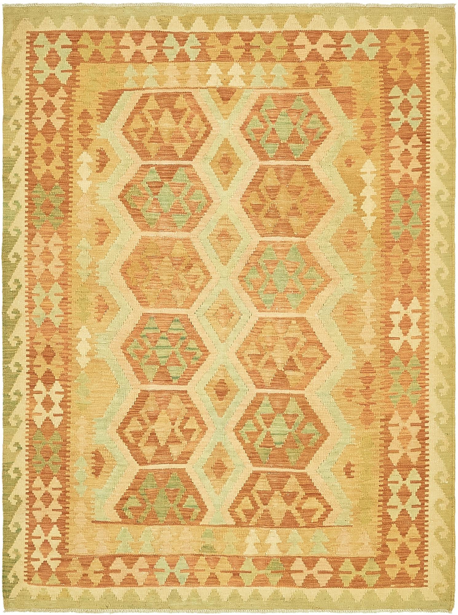 4' 10 x 6' 7 Hand Woven Kilim Waziri Wool Rug