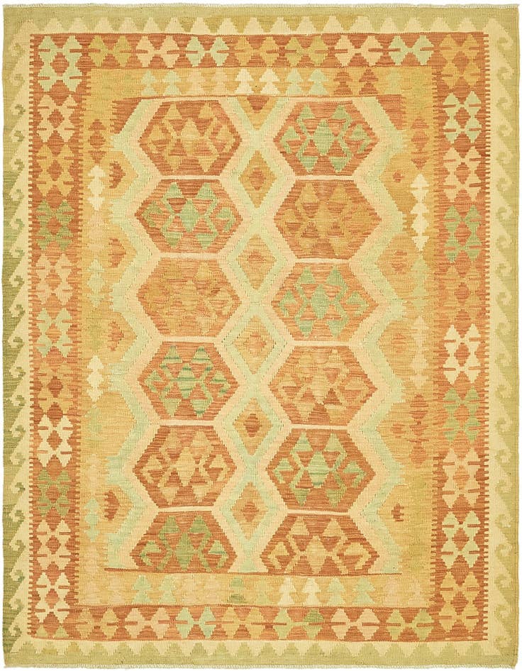 Detail image of 4' 10 x 6' 7 Hand Woven Kilim Waziri Wool Rug