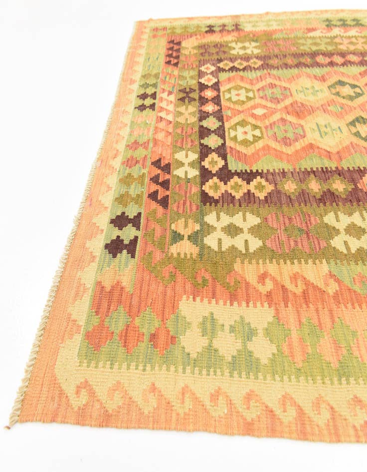 Detail image of 4' 5 x 6' 5  Hand Woven Kilim Waziri Wool Rug