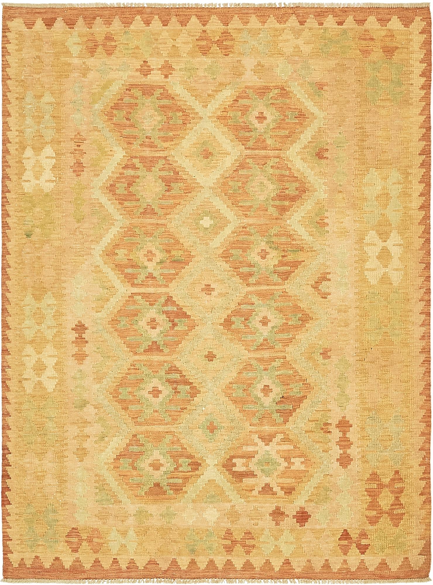 4' 9 x 6' 5 Hand Woven Kilim Waziri Wool Rug