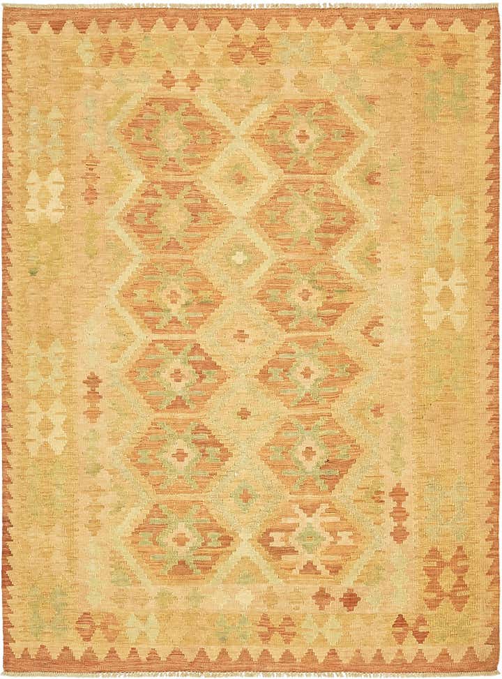 4' 9 x 6' 5 Hand Woven Kilim Waziri Wool Rug