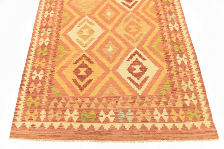 4' 7 x 6' 7 Hand Woven Kilim Waziri Wool Rug